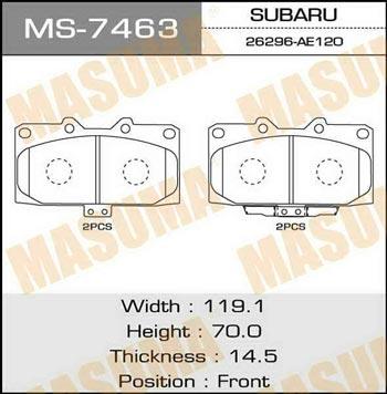 MS7463 Masuma Тормозные колодки дисковые, комплект