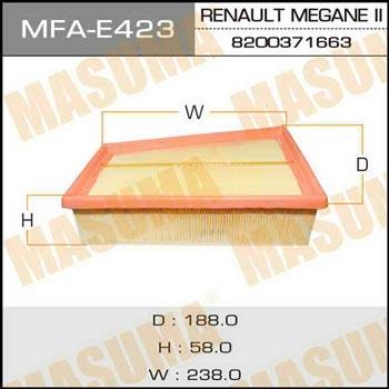 Masuma MFA-E423 Повітряний фільтр MFAE423: Приваблива ціна - Купити в Україні на EXIST.UA!