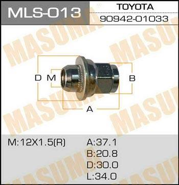 Masuma MLS-013 Гайка 12x1.5 короткі з шайбою d 30mm / під ключ 21мм toyota, daihatsu, lexus, mitsubishi MLS013: Купити в Україні - Добра ціна на EXIST.UA!