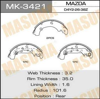 Masuma MK-3421 Колодки гальмівні барабанні, комплект MK3421: Купити в Україні - Добра ціна на EXIST.UA!