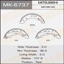 Барабанные колодки Mitsubishi Colt (Митсубиси Кольт): MK6737 Masuma Колодки тормозные барабанные, комплект
