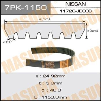 Masuma 7PK-1150 Поликлиновый ремень 7PK1150 7PK1150: Отличная цена - Купить в Украине на EXIST.UA! 7PK1150 Masuma Поликлиновый ремень 7PK1150