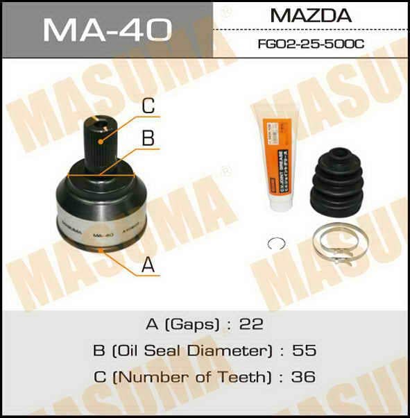 Masuma MA-40 Шарнір рівних кутових швидкостей (ШРКШ) MA40: Приваблива ціна - Купити в Україні на EXIST.UA!