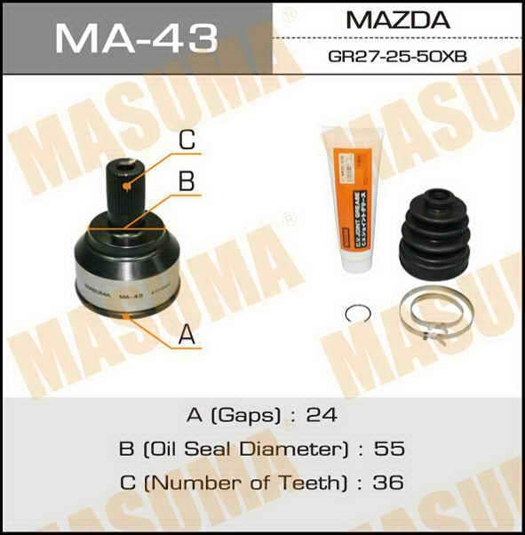 Masuma MA-43 Шарнір рівних кутових швидкостей (ШРКШ) MA43: Приваблива ціна - Купити в Україні на EXIST.UA!