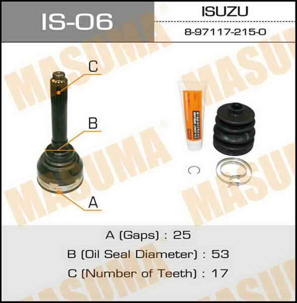 Masuma IS-06 Шарнір рівних кутових швидкостей (ШРКШ) IS06: Купити в Україні - Добра ціна на EXIST.UA!