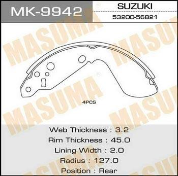 Masuma MK-9942 Колодки гальмівні барабанні, комплект MK9942: Купити в Україні - Добра ціна на EXIST.UA!
