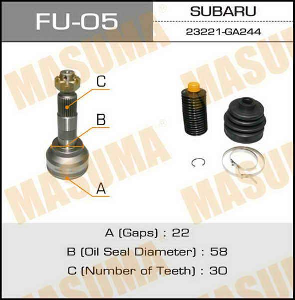 Masuma FU-05 Шарнір рівних кутових швидкостей (ШРКШ) FU05: Купити в Україні - Добра ціна на EXIST.UA!