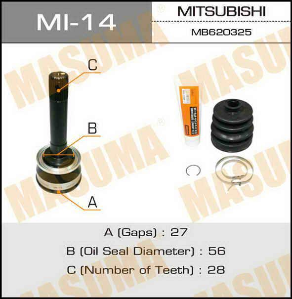 Masuma MI-14 Шарнір рівних кутових швидкостей (ШРКШ) MI14: Купити в Україні - Добра ціна на EXIST.UA!