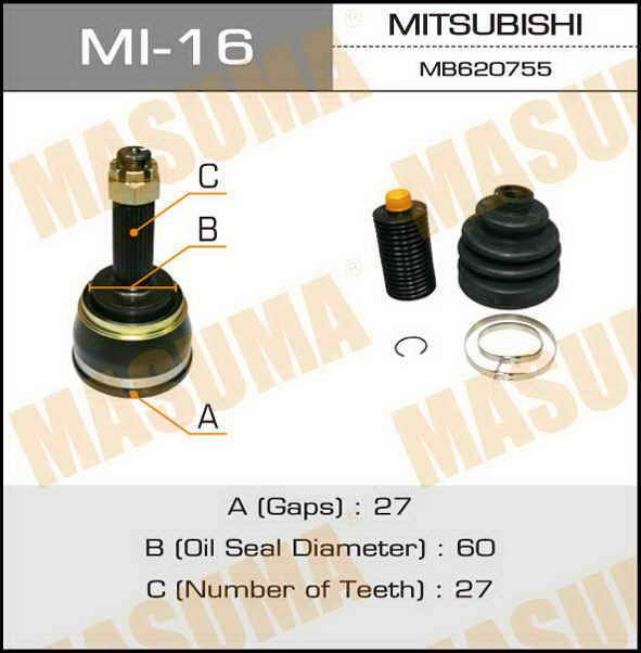 Masuma MI-16 Шарнір рівних кутових швидкостей (ШРКШ) MI16: Купити в Україні - Добра ціна на EXIST.UA!