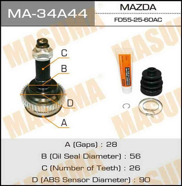Masuma MA-34A44 Шарнір рівних кутових швидкостей (ШРКШ) MA34A44: Купити в Україні - Добра ціна на EXIST.UA!