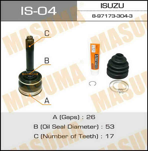 Masuma IS-04 Шарнір рівних кутових швидкостей (ШРКШ) IS04: Купити в Україні - Добра ціна на EXIST.UA!