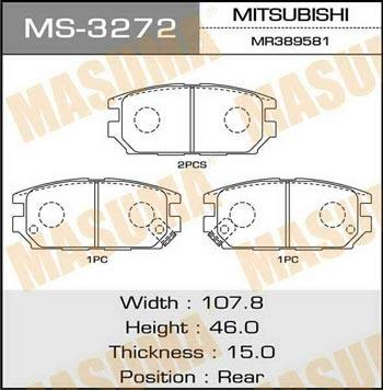 Masuma MS-3272 Гальмівні колодки, комплект MS3272: Купити в Україні - Добра ціна на EXIST.UA!