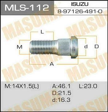 Masuma MLS-112 Шпилька кріплення колеса MLS112: Купити в Україні - Добра ціна на EXIST.UA!