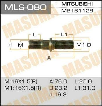 Masuma MLS-080 Шпилька кріплення колеса MLS080: Купити в Україні - Добра ціна на EXIST.UA!