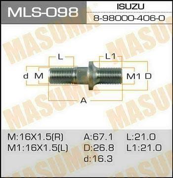 Masuma MLS-098 Шпилька кріплення колеса MLS098: Купити в Україні - Добра ціна на EXIST.UA!