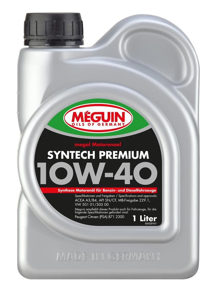 Meguin 4339 Моторна олива Meguin Syntech Premium 10W-40, 1л 4339: Приваблива ціна - Купити в Україні на EXIST.UA!