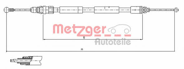 Metzger 11.6807 Трос ручника, левый 116807: Отличная цена - Купить в Украине на EXIST.UA! 116807 Metzger Трос ручника, левый
