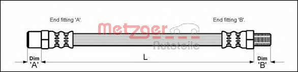 4114714 Metzger Тормозной шланг