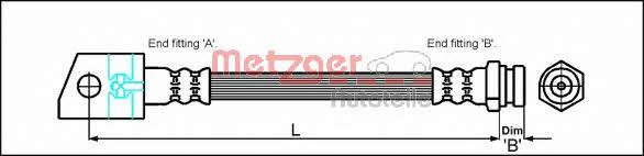4114749 Metzger Тормозной шланг