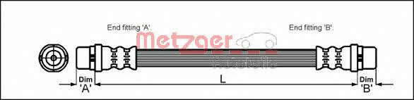 4114774 Metzger Тормозной шланг