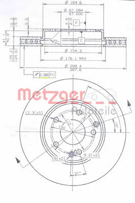 Metzger 24903 V Диск гальмівний передній вентильований 24903V: Купити в Україні - Добра ціна на EXIST.UA!