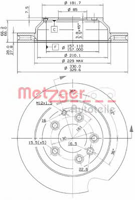 Metzger 25136 V Диск гальмівний задній вентильований 25136V: Купити в Україні - Добра ціна на EXIST.UA!