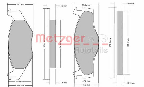 Metzger 1170103 Гальмівні колодки, комплект 1170103: Купити в Україні - Добра ціна на EXIST.UA!
