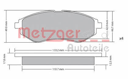 Metzger 1170404 Гальмівні колодки, комплект 1170404: Купити в Україні - Добра ціна на EXIST.UA!
