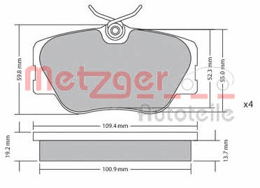 Metzger 1170151 Гальмівні колодки, комплект 1170151: Купити в Україні - Добра ціна на EXIST.UA!
