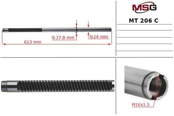 MSG MT206C Шток рейки рульової MT206C: Приваблива ціна - Купити в Україні на EXIST.UA!