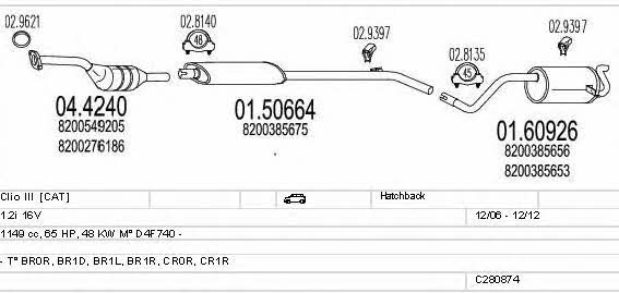  C280874023966 Система випуску відпрацьованих газів C280874023966: Купити в Україні - Добра ціна на EXIST.UA!