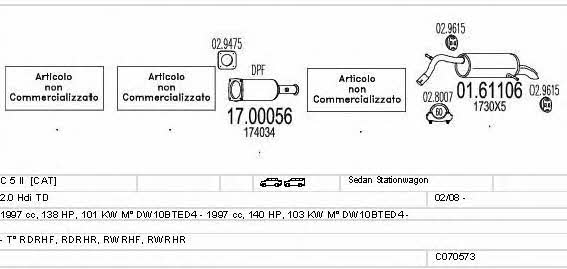  C070573025386 Система випуску відпрацьованих газів C070573025386: Купити в Україні - Добра ціна на EXIST.UA!