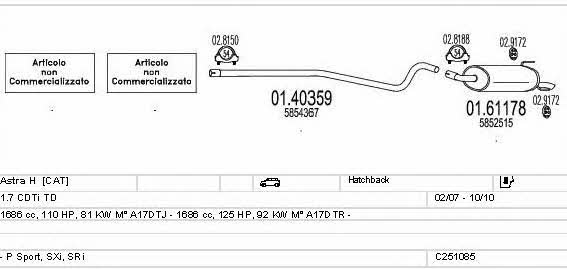 Mts C251085022953 Система випуску відпрацьованих газів C251085022953: Купити в Україні - Добра ціна на EXIST.UA!