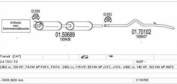  C110785011359 Система випуску відпрацьованих газів C110785011359: Купити в Україні - Добра ціна на EXIST.UA!