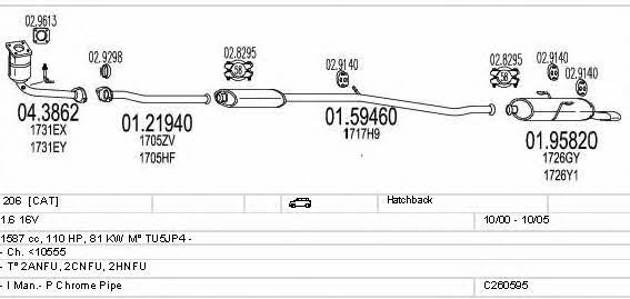 C260595005891 Mts Система випуску відпрацьованих газів
