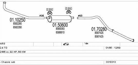 Mts C010313009378 Система выпуска отработаных газов C010313009378: Купить в Украине - Отличная цена на EXIST.UA! C010313009378 Mts Система выпуска отработаных газов