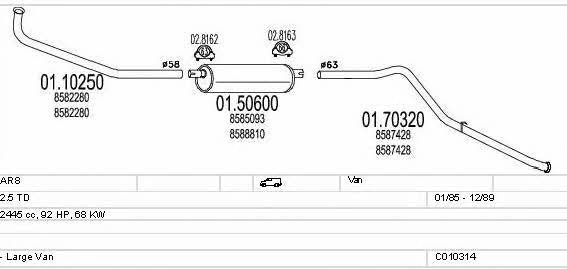 Mts C010314009377 Система выпуска отработаных газов C010314009377: Купить в Украине - Отличная цена на EXIST.UA! C010314009377 Mts Система выпуска отработаных газов