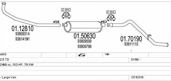 Mts C010316009346 Система выпуска отработаных газов C010316009346: Купить в Украине - Отличная цена на EXIST.UA! C010316009346 Mts Система выпуска отработаных газов
