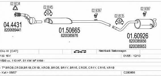  C280868020503 Система випуску відпрацьованих газів C280868020503: Купити в Україні - Добра ціна на EXIST.UA!