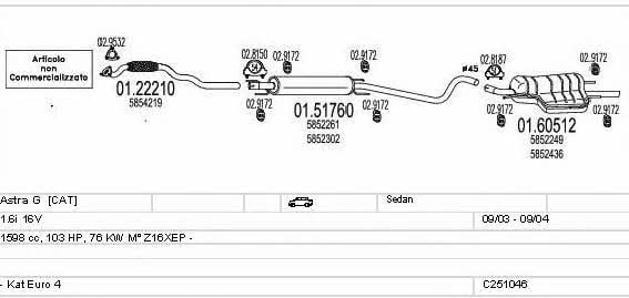 Mts C251046018543 Система выпуска отработаных газов C251046018543: Купить в Украине - Отличная цена на EXIST.UA! C251046018543 Mts Система выпуска отработаных газов