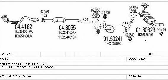  C020190000555 Система випуску відпрацьованих газів C020190000555: Купити в Україні - Добра ціна на EXIST.UA!