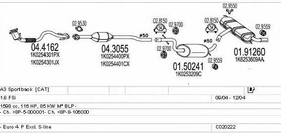 C020222000586 Mts Система випуску відпрацьованих газів