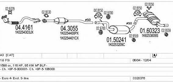 C020376011163 Mts Система випуску відпрацьованих газів