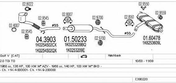 Mts C380220003028 Система випуску відпрацьованих газів C380220003028: Купити в Україні - Добра ціна на EXIST.UA!