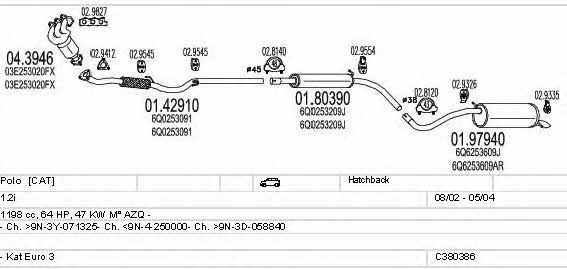 C380386001572 Mts Система випуску відпрацьованих газів
