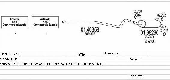 Mts C251075022866 Система випуску відпрацьованих газів C251075022866: Купити в Україні - Добра ціна на EXIST.UA!