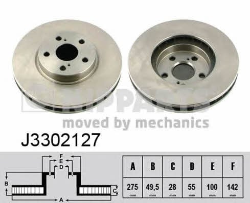 Nipparts J3302127 Тормозной диск передний вентилируемый J3302127: Отличная цена - Купить в Украине на EXIST.UA! J3302127 Nipparts Тормозной диск передний вентилируемый