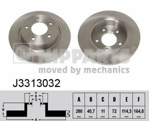 Тормозной диск задний невентилируемый Nipparts J3313032