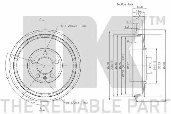 Тормозной барабан задний NK 254303