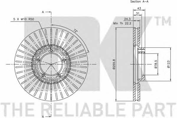 Тормозной диск передний вентилируемый NK 202548
